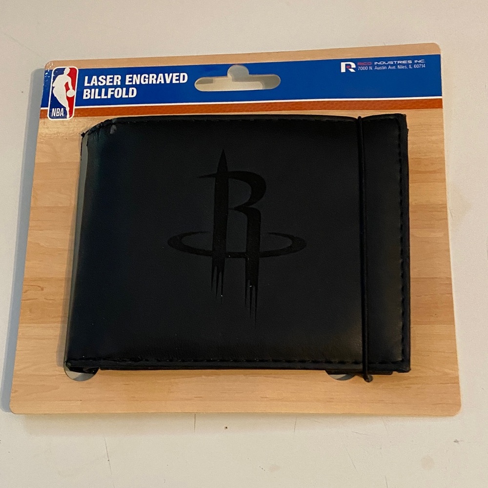 NBA Black Laser Engraved Billfold and NBA brown Houston Rocket wallet’s